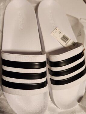 Adidas Adilette Shower Slides, size 17, new with tags